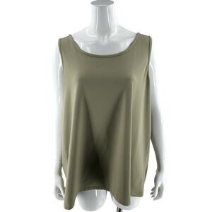 Maggie Barnes Essentials Womens Top Size 2X Sage Green Solid Stretch Tank Shell